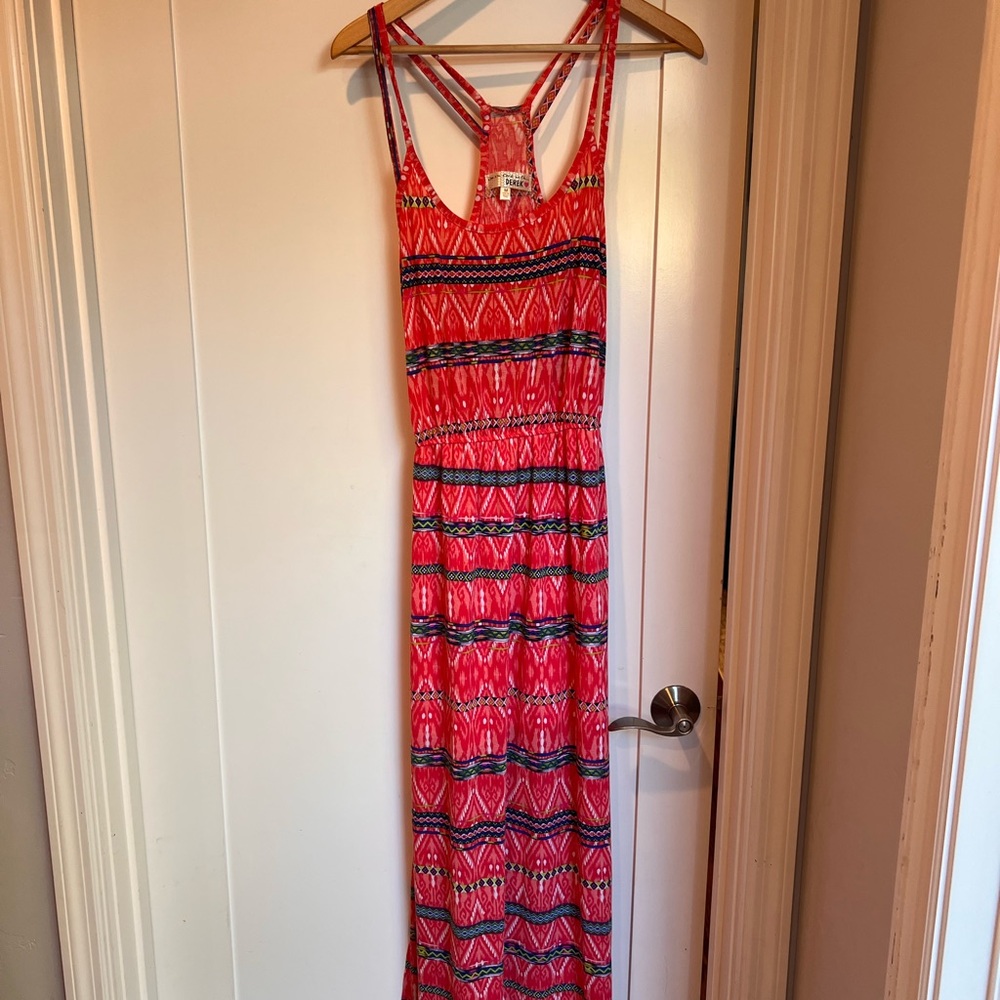 Red and Black Patterned Maxi Dress